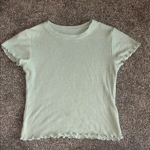 Harlow Green Ribbed Fitted Short Sleeve Tee